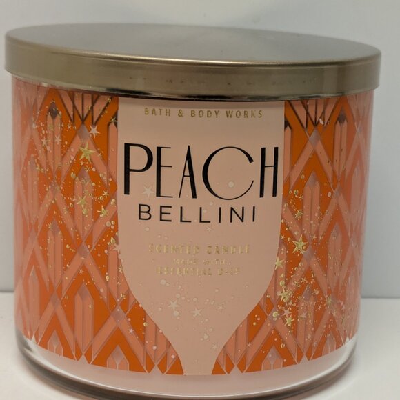 NEW! Bath & Body Works Peach Bellini - 3-Wick Jar Candle - Picture 1 of 3